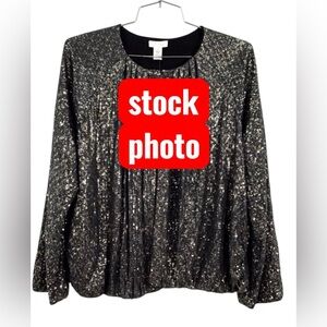 Chico's Selena Black Brown Sequin Jacket holiday perfection size 2 EUC